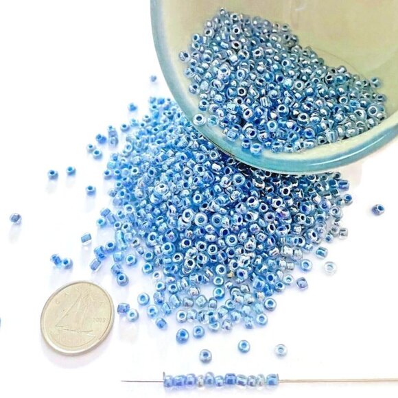 As Low As $2! Smokey Blue Lustre Seed Beads 3mm 8/0 2oz 57g - Picture 1 of 3